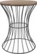 Spetebo Table d'appoint design en métal avec plateau en bois - Noir