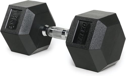 TREXO Halters 15kg Hexagon - Duurzaam rubber gietijzer - Krachttraining thuis