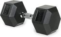 TREXO Halters 15kg Hexagon - Duurzaam rubber gietijzer - Krachttraining thuis
