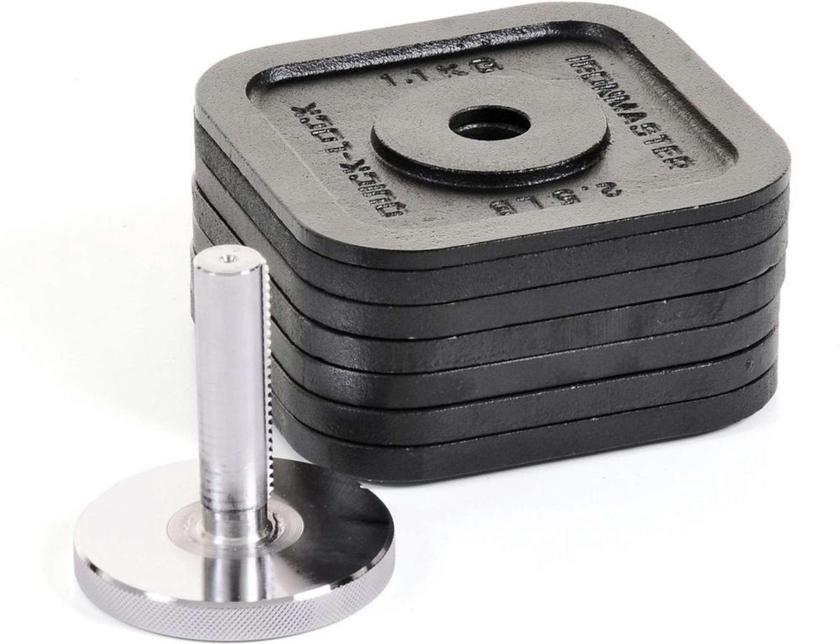 Ironmaster Quick-Lock Weight plates set l Voor verstelbare dumbbellset of Kettlebell Upgrade Kit 6 x 2.2 kg en 1 x 1,1 kg