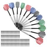 Set van 12 dartpijlen met kunststof punt, met 100 kunststof dartpunten om te wisselen voor elektronische dartborden, professionele softdartpijlen
