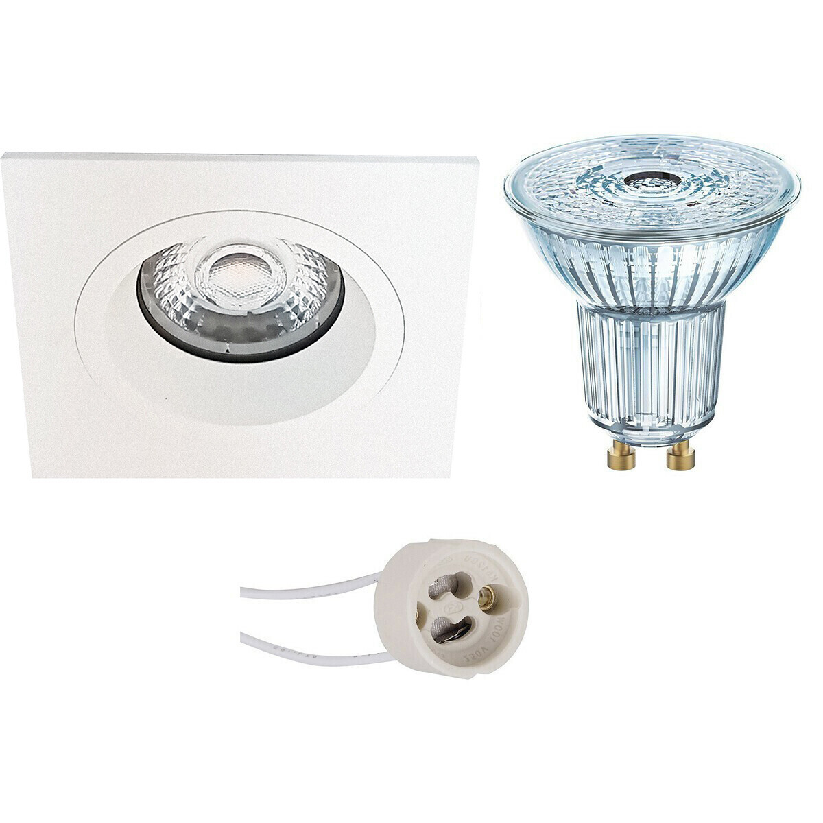 Osram Voordeelset - LED Spot Set - Parathom PAR16 930 36D - Pragmi Rodos Pro - GU10 Fitting - Dimbaar - Inbouw Vierkant - Mat Wit - 3.7W - Warm Wit 3000K - 93mm