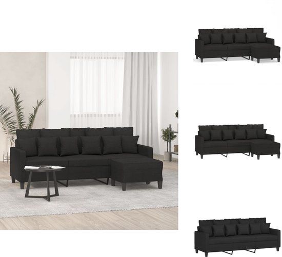 vidaXL Driezitsbank met voetenbank 180 cm stof zwart