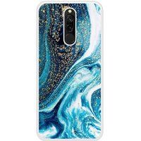 Xiaomi Redmi Note Marbre bleu paillete Verstevigd hoesje met sublimatie bedrukking