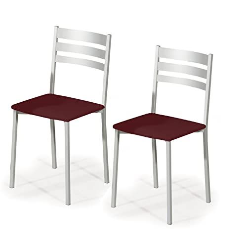 ASTIMESA SCRFBU Keukenstoelen - Metaal - Bordeaux - Zithoogte 45 cm - Set van 2