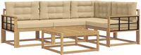 vidaXL - Buiten - bank - set - 5 - st - Wit - en - Beige - Polyester