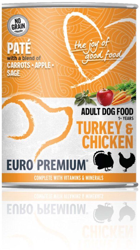 Euro-Premium Paté Adult Hondenvoer Nat Turkey & Chicken - 6 x 400 gr - Voordeelverpakking