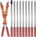 Lange grillspiesen - Set van 10 roestvrijstalen grillspiesen voor barbecue, vlees en grillaccessoires