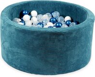 Viking Choice Ballenbak blauw ribstof - 90x40 cm - 300 ballen - wit, blauw, transparant