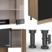 Vicco R-Line Unité de cuisine complète – 300 cm avec armoire haute, sans plan de travail Chêne noir brillant/or