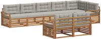 vidaXL - Bank loungeset - 8 zitplekken - Naturel en lichtgrijs - Acacia hout