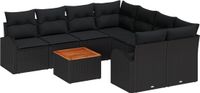 vidaXL - Tuinbank - Set - 4 zitplekken - Zwart - Polyrattan