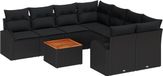 vidaXL - Tuinbank - Set - 4 zitplekken - Zwart - Polyrattan