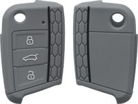 kwmobile autosleutel hoesje geschikt voor VW Golf 7 MK7 3-knops autosleutel hoes - Siliconen autosleutel behuizing - Auto sleutel case met honingraat - Sleuteletui in grijs / zwart
