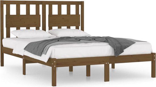 vidaXL Bedframe massief grenenhout honingbruin 200x200 cm