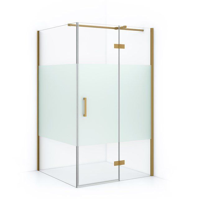 Maxaro Douchecabine Diamond 120x80cm 8mm Helder Veiligheidsglas met Matte Strook Goud
