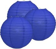 Merkloos / Sans marque Luxe bol feest lampion - 6x stuks - donkerblauw - dia 35 cm - papier