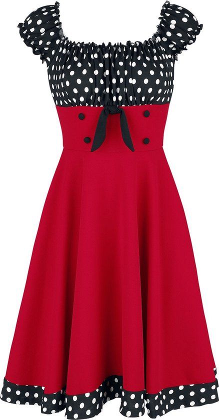 Belsira Swing Dames Midi-jurk - zwart/rood/wit - L