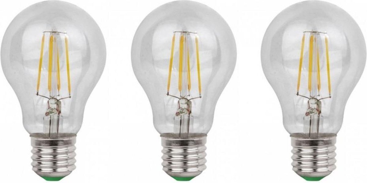 Aigostar E27 LED lamp 3 stuks | gloeilamp A60 | 6W=60W | daglichtwit filament 6500K