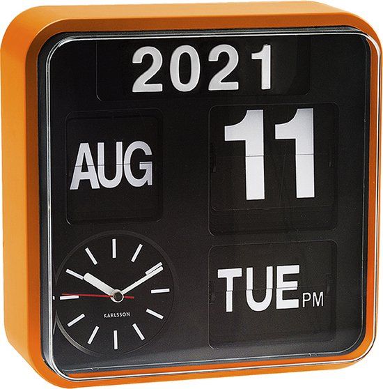 Karlsson Mini Flip Wandklok - Oranje - 24.5 x 24.5 cm