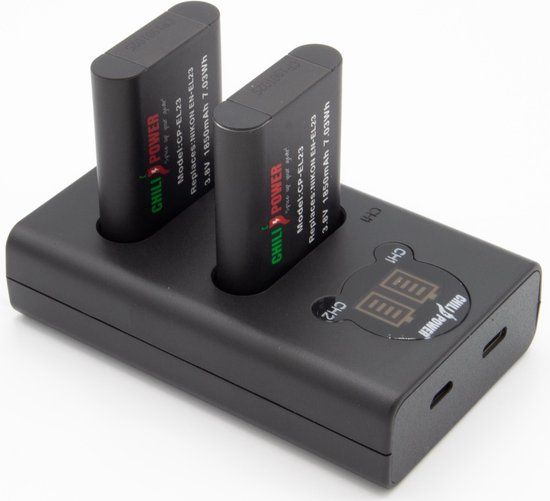 ChiliPower EN-EL23 Nikon USB Duo Kit - Camera accu set