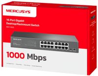 MercurySys MS116GS - Netwerkswitch - 16 Poorten - Gigabit Snelheid - Rackmontage