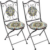 AXI Amélie Bistro Stoelen – Inklapbaar – Klassiek Multikleur – Metalen inklapbare tuinstoelen – Hoge rugleuning – Set van 2 stuks – Mozaïeklook – Ingelegd met keramische tegels – 150 kg draagkracht – Tuin, terras of balkon