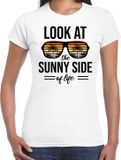 Bellatio Decorations Sunny Side Feest T-shirt / Shirt Look at the Sunny Side of Life voor Dames - Wit - Maat L