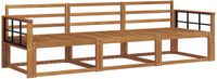 vidaXL - Chaise longue loungeset - 3 zitplekken - Naturel - Massief Acacia Hout