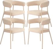 [en.casa] Set van 4 eetkamerstoelen, tijdloos design, met gevoerde zitting, U-vormige rugleuning, capaciteit 120 kg, woonkamer, keuken, metaal, schuim, polyester, 78 x 57 x 56 cm, beige