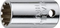 Stahlwille 01011010 40ASP High Performance Steel Spline Drive Socket, 1/4 inch Drive, 10 Spline Mate, 22.2 mm Lengte