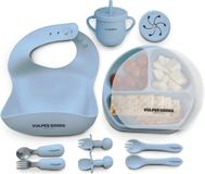 Vulpes Goods® Babycare - 12-delige Siliconen Babyservies Set - Blauw