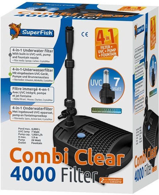 SuperFish Combi Clear 4000 Filter 4in1 - 1950 L/h - With UVC Lamp