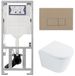 QeramiQ Dely Toiletset - 36.3x51.7cm - diepspoel - rimless - Geberit UP320 inbouwreservoir - met Burda frame - softclose toilet zitting - 35mm - bedieningsplaat taupe - rechthoekige knoppen - glans wit