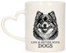 Bellatio Decorations Cadeau mok voor honden liefhebbers - Pomeriaan - wit - hartjes oor - keramiek - 300 ml