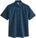 Next Heren N. Premium Net Overhemd Korte Mouwen Katoen-linnenmengsel Regular Fit Navy 3XL
