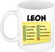 Bellatio Decorations mok Leon - wit - top gozer - keramiek - 300 ml - cadeau collega beker