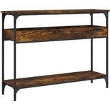 Table console, table d'appoint, bout de canapé, meuble d'entrée avec étagère chêne fumé 100x29x75 cm