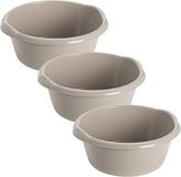 Hega hogar 3x stuks kunststof plastic afwas teiltje/afwasbak rond 6 liter zacht beige - Diameter 32 cm x Hoogte 13 cm