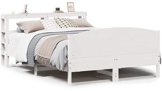 vidaXL Bedframe zonder matras massief grenenhout wit 150x200 cm