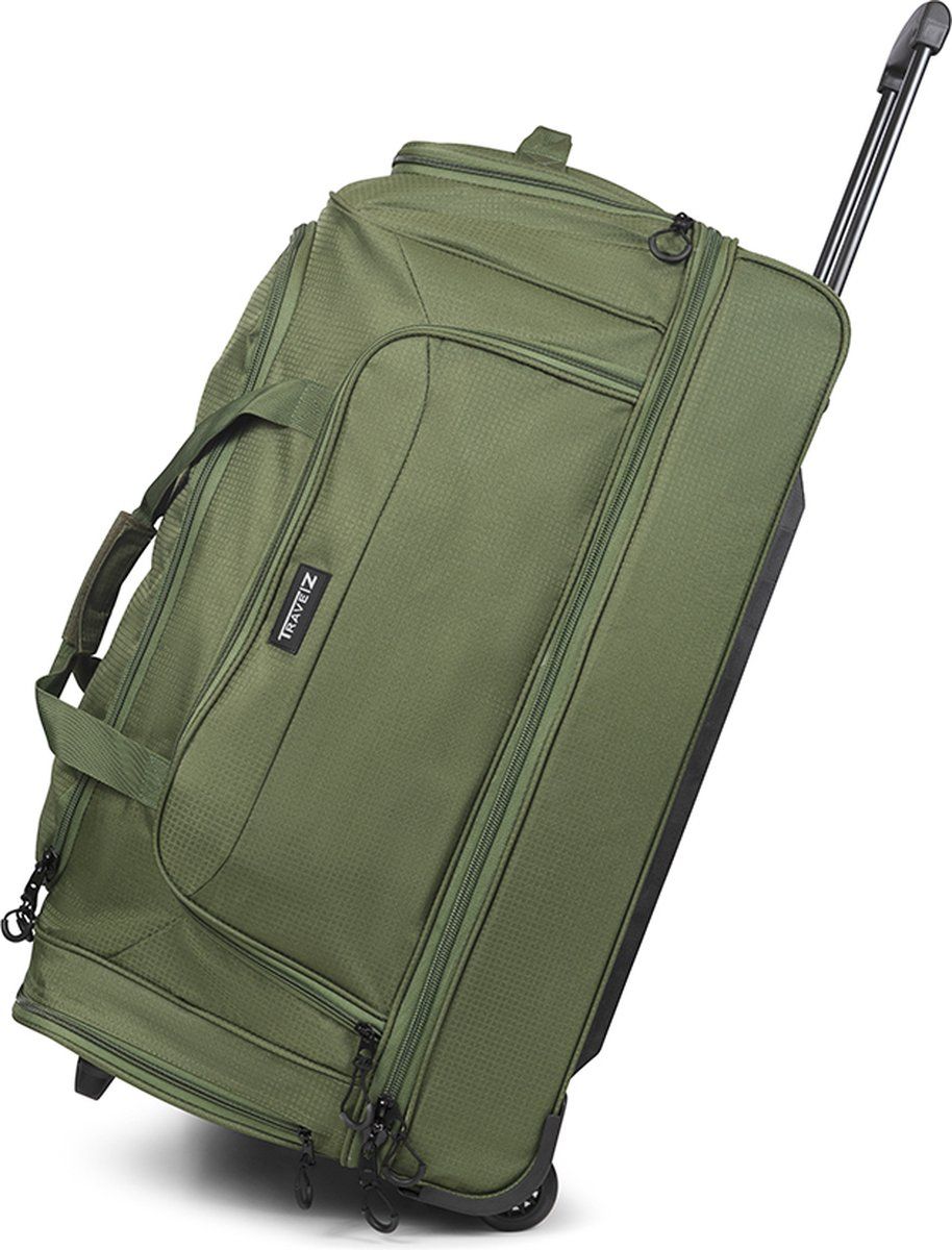 TravelZ Reistas met wielen 96 liter - Weekendtas met doordacht ondervak en trekstang - Wieltas Groen