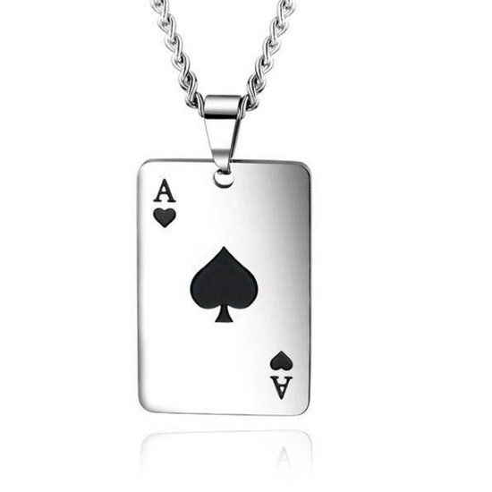 Mendes Jewelry Zilverkleurige Cubaanse Schakelketting met Aas Hanger Zwart