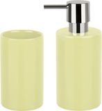 Spirella Badkamer accessoires set - zeeppompje/beker - porselein - geel
