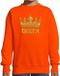 Bellatio Decorations Shoppartners Bv Oranje Koningsdag - gouden glitter - Queen sweater / trui - kinderen - Oranje Koningsdag kleding - met gouden print 106/116 (5-6 jaar)