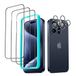 ESR voor iPhone 15 Pro Screen Protector Set, 3 gehard glas schermbeschermers en 2 sets individuele lens beschermers, 2,5D gebogen randen, volledige dekking militaire kwaliteit bescherming