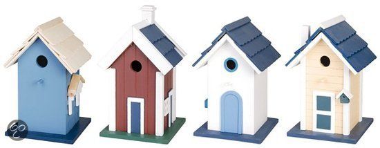 Esschert Design Scandinavische Vogelvilla - Vogelhuisje - blauw
