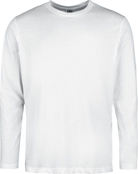 Urban Classics Basic Heren Shirt met lange mouwen - wit - 4XL