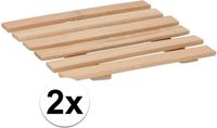 Merkloos Pannenonderzetter - bamboe - 2x stuks - 17 x 17 cm - tafel onderlegger