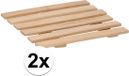 Merkloos Pannenonderzetter - bamboe - 2x stuks - 17 x 17 cm - tafel onderlegger
