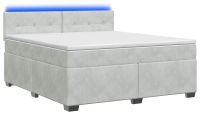 vidaXL Boxspringbed met matras en LED-verlichting, lichtgrijs, 180 x 200 cm, fluweel